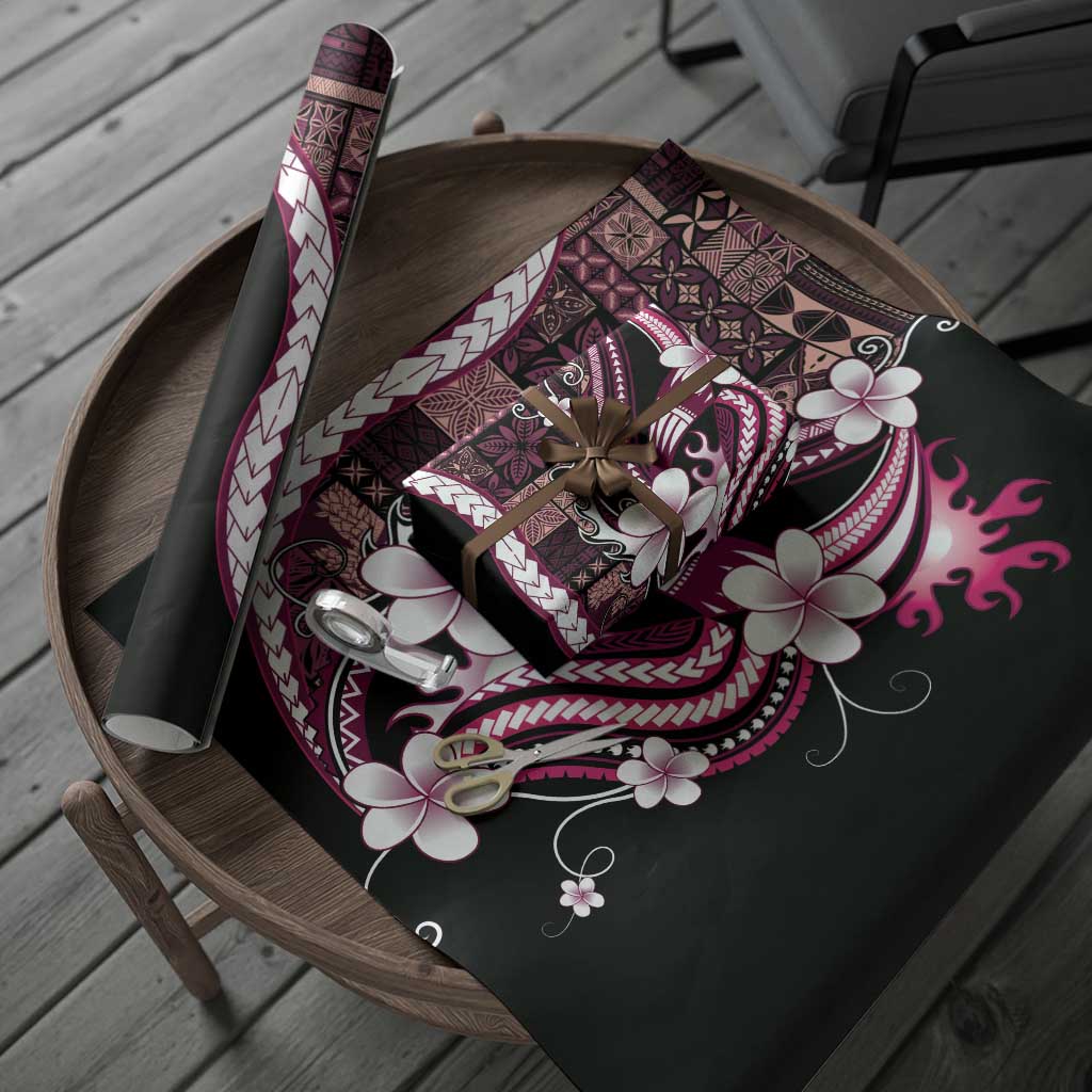 Samoa Siapo Tribal Pattern Wrapping Paper Violet Polynesian Plumeria Tapa Motif LT9 - Polynesian Pride