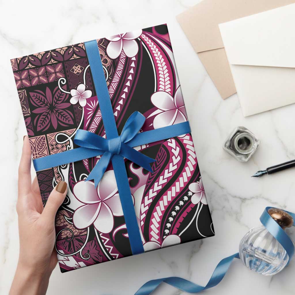 Samoa Siapo Tribal Pattern Wrapping Paper Violet Polynesian Plumeria Tapa Motif LT9 - Polynesian Pride
