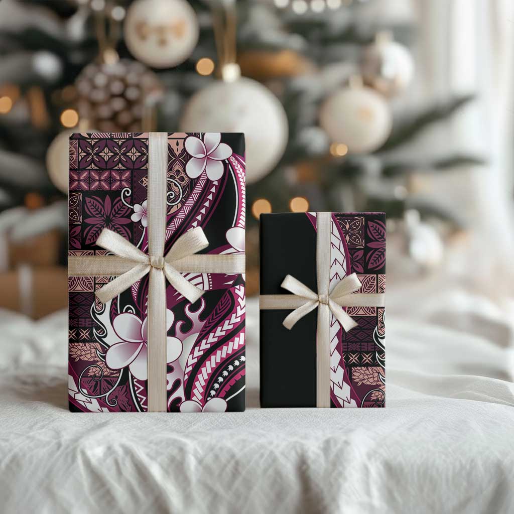 Samoa Siapo Tribal Pattern Wrapping Paper Violet Polynesian Plumeria Tapa Motif LT9 - Polynesian Pride
