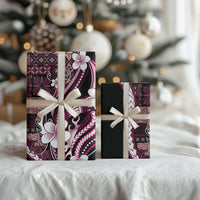 Samoa Siapo Tribal Pattern Wrapping Paper Violet Polynesian Plumeria Tapa Motif LT9 - Polynesian Pride