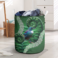 Tui Bird Koru Silver Fern Aotearoa Laundry Basket LT9 Green - Polynesian Pride