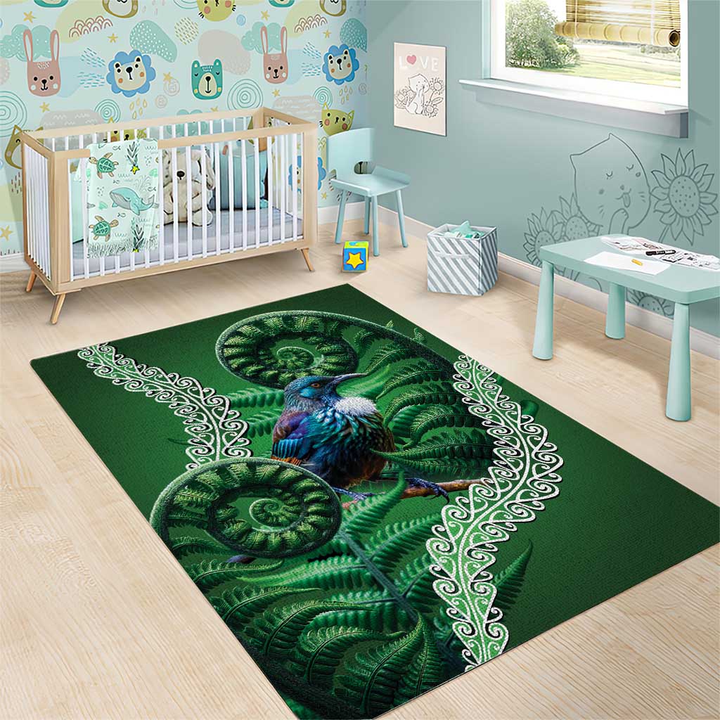 Tui Bird Koru Silver Fern Aotearoa Area Rug LT9 - Polynesian Pride