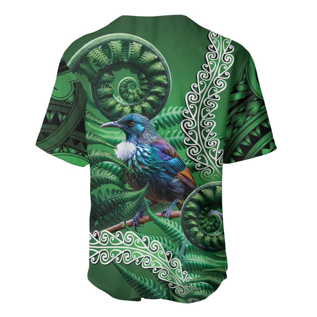 Tui Bird Koru Silver Fern Aotearoa Baseball Jersey LT9 - Polynesian Pride