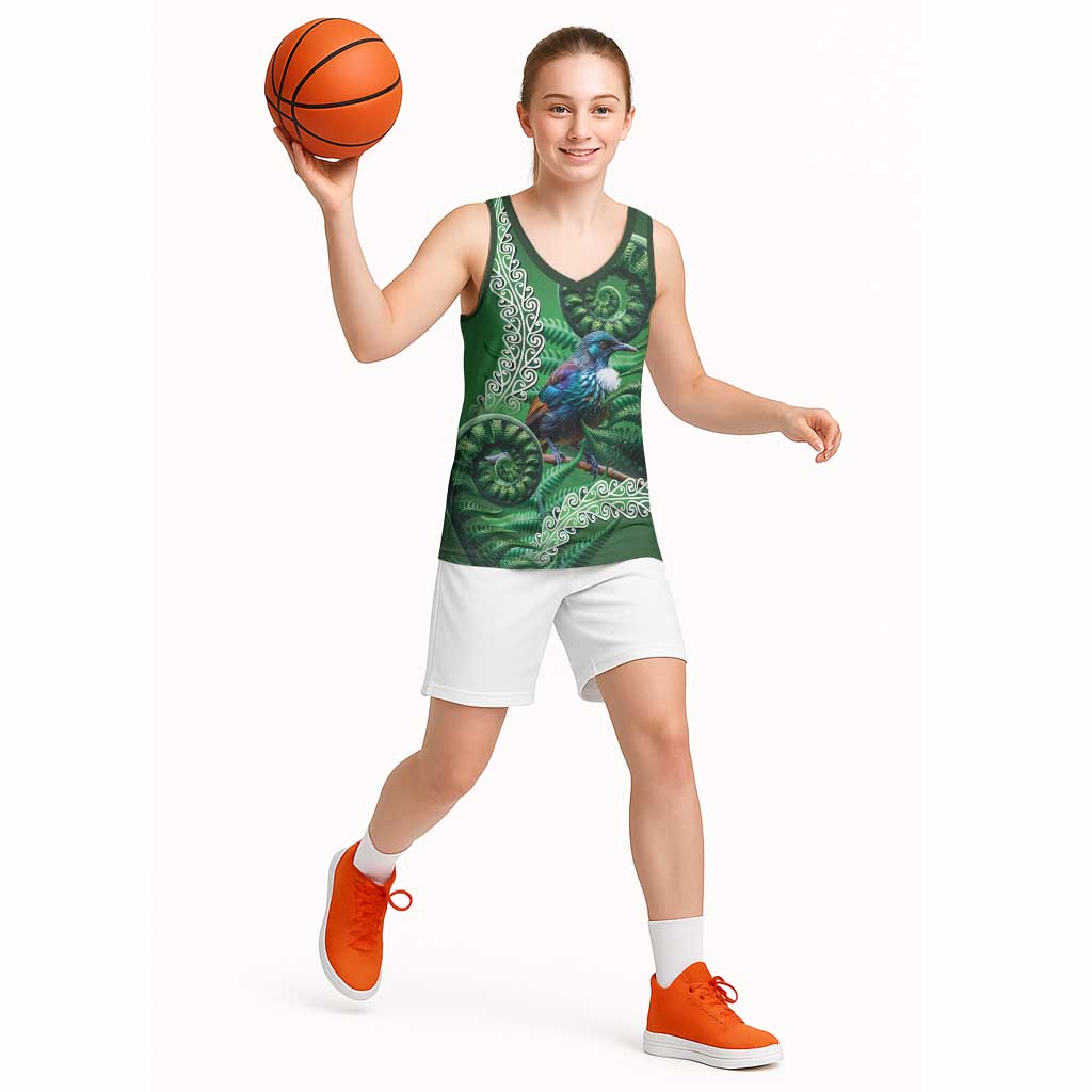 Tui Bird Koru Silver Fern Aotearoa Basketball Jersey LT9 - Polynesian Pride