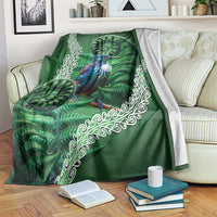Tui Bird Koru Silver Fern Aotearoa Blanket LT9 Green - Polynesian Pride