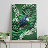 Tui Bird Koru Silver Fern Aotearoa Canvas Wall Art LT9 - Polynesian Pride
