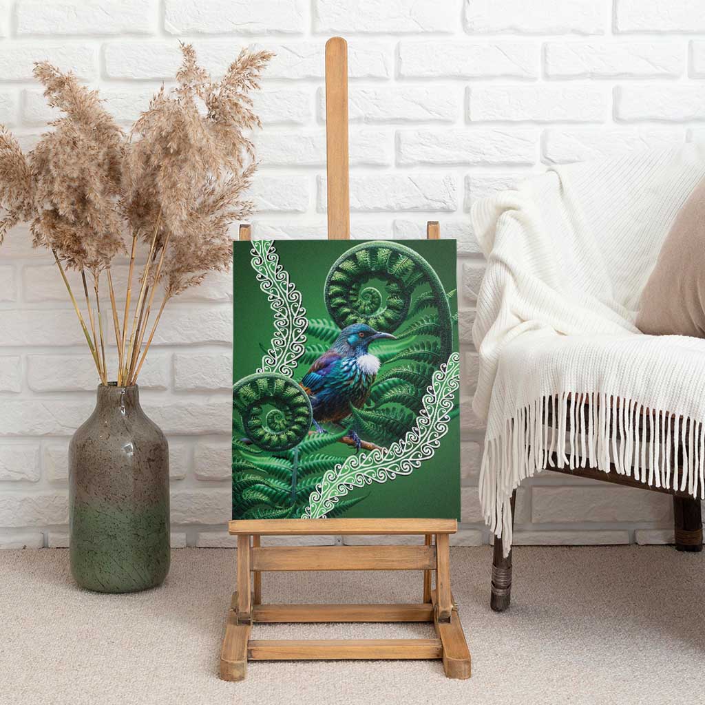 Tui Bird Koru Silver Fern Aotearoa Canvas Wall Art LT9 - Polynesian Pride