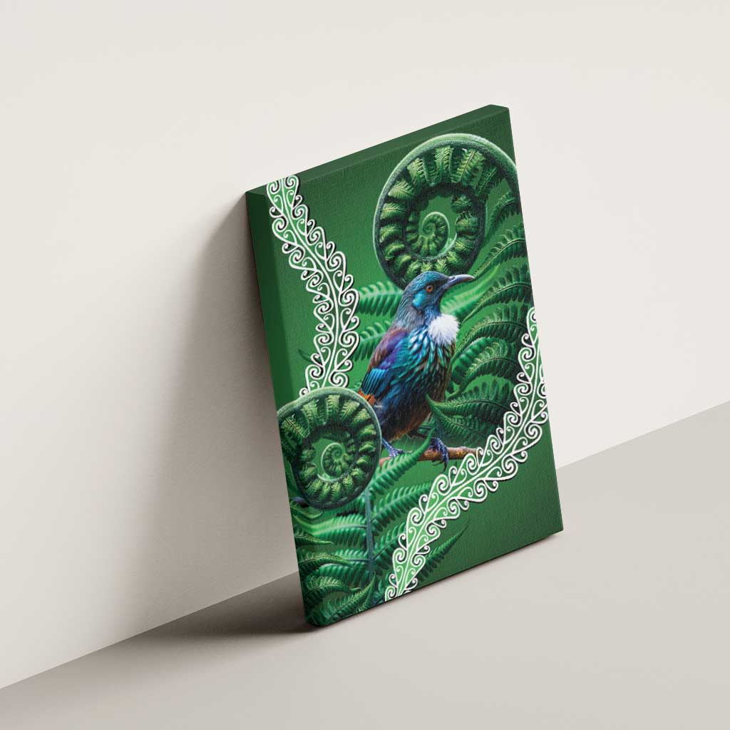 Tui Bird Koru Silver Fern Aotearoa Canvas Wall Art LT9 - Polynesian Pride