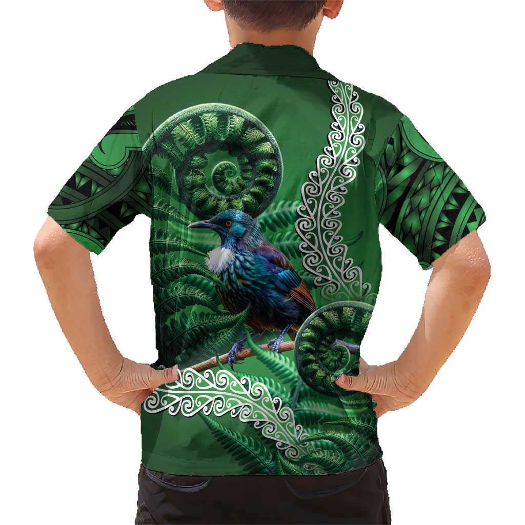Tui Bird Koru Silver Fern Aotearoa Kid Hawaiian Shirt LT9 - Polynesian Pride