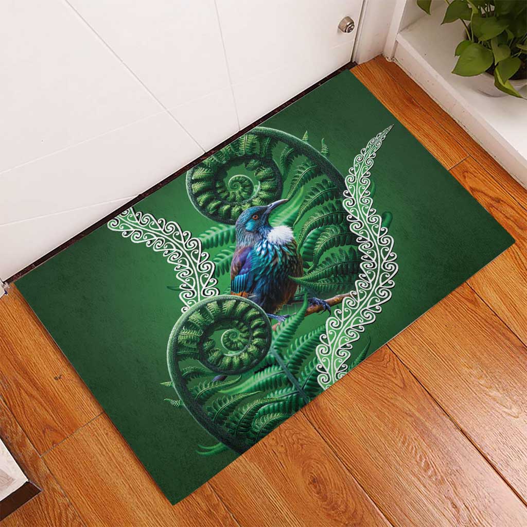 Tui Bird Koru Silver Fern Aotearoa Rubber Doormat LT9 - Polynesian Pride