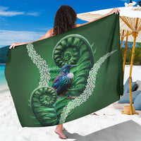 Tui Bird Koru Silver Fern Aotearoa Sarong LT9 One Size 44 x 66 inches Green - Polynesian Pride