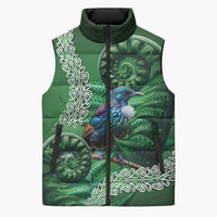Tui Bird Koru Silver Fern Aotearoa Sleeveless Puffer Jacket LT9 Unisex Green - Polynesian Pride