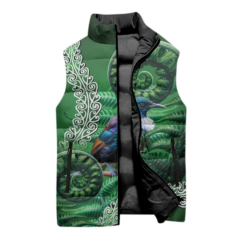 Tui Bird Koru Silver Fern Aotearoa Sleeveless Puffer Jacket LT9 - Polynesian Pride