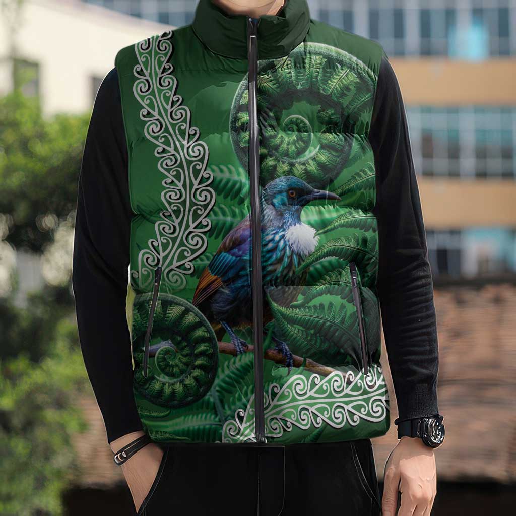 Tui Bird Koru Silver Fern Aotearoa Sleeveless Puffer Jacket LT9 - Polynesian Pride