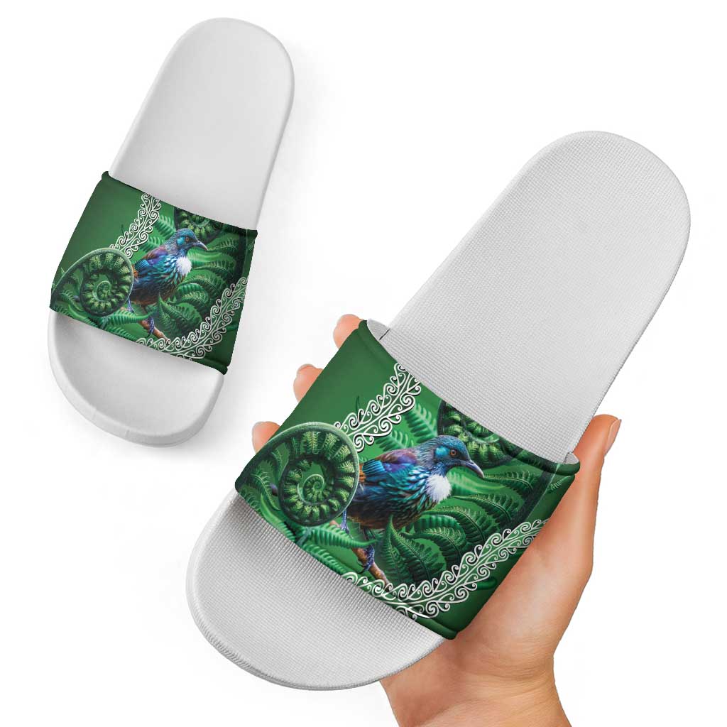 Tui Bird Koru Silver Fern Aotearoa Slide Sandals LT9 - Polynesian Pride