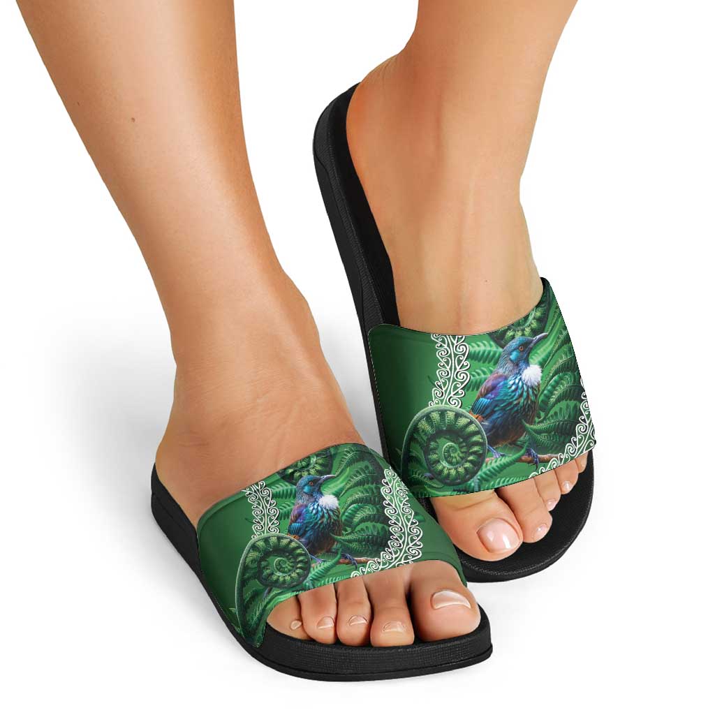 Tui Bird Koru Silver Fern Aotearoa Slide Sandals LT9 - Polynesian Pride
