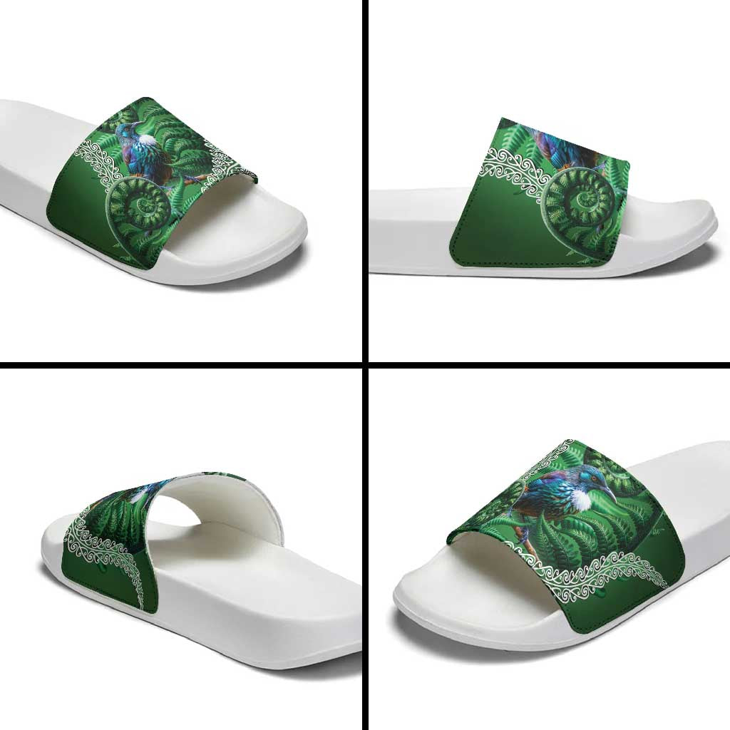 Tui Bird Koru Silver Fern Aotearoa Slide Sandals LT9 - Polynesian Pride