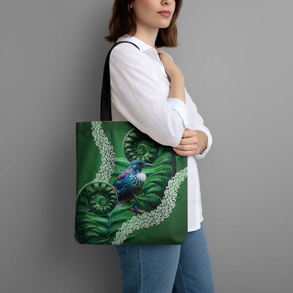 Tui Bird Koru Silver Fern Aotearoa Tote Bag LT9 - Polynesian Pride