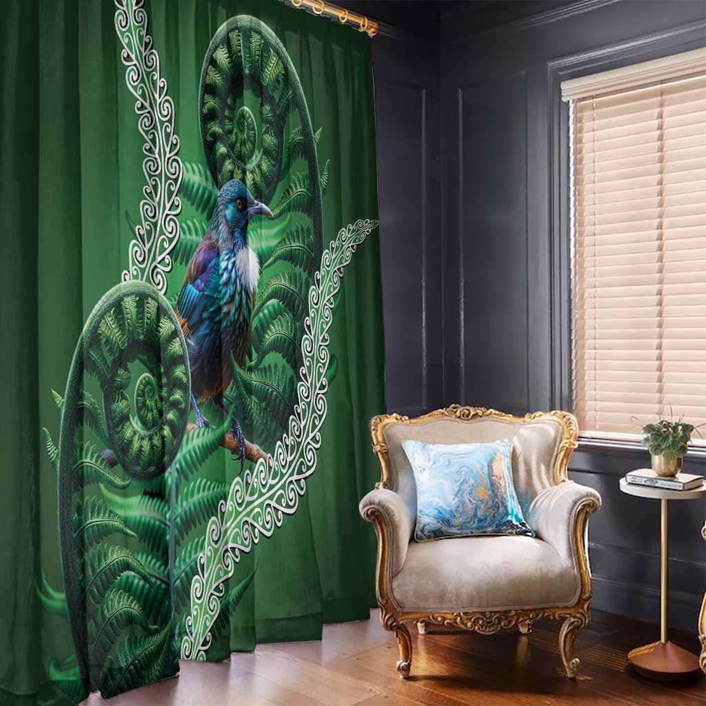 Tui Bird Koru Silver Fern Aotearoa Window Curtain LT9 - Polynesian Pride
