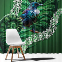 Tui Bird Koru Silver Fern Aotearoa Window Curtain LT9 - Polynesian Pride