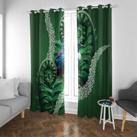 Tui Bird Koru Silver Fern Aotearoa Window Curtain LT9 With Grommets Green - Polynesian Pride