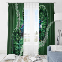 Tui Bird Koru Silver Fern Aotearoa Window Curtain LT9 - Polynesian Pride