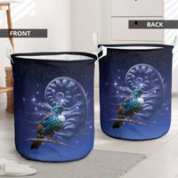 Tui Bird Matariki Galaxy Laundry Basket Koru Silver Fern Aotearoa LT9 - Polynesian Pride
