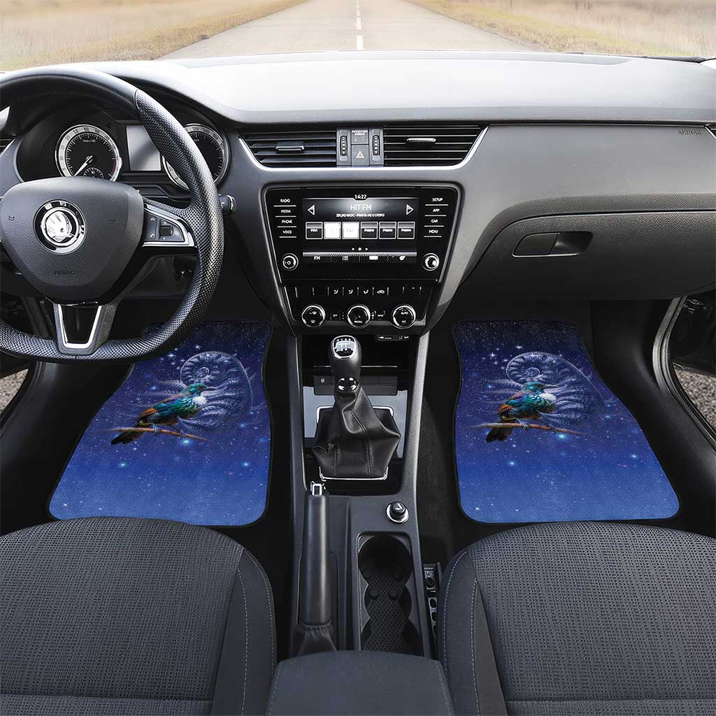 Tui Bird Matariki Galaxy Car Mats Koru Silver Fern Aotearoa LT9 Set 2pcs - Front Galaxy - Polynesian Pride