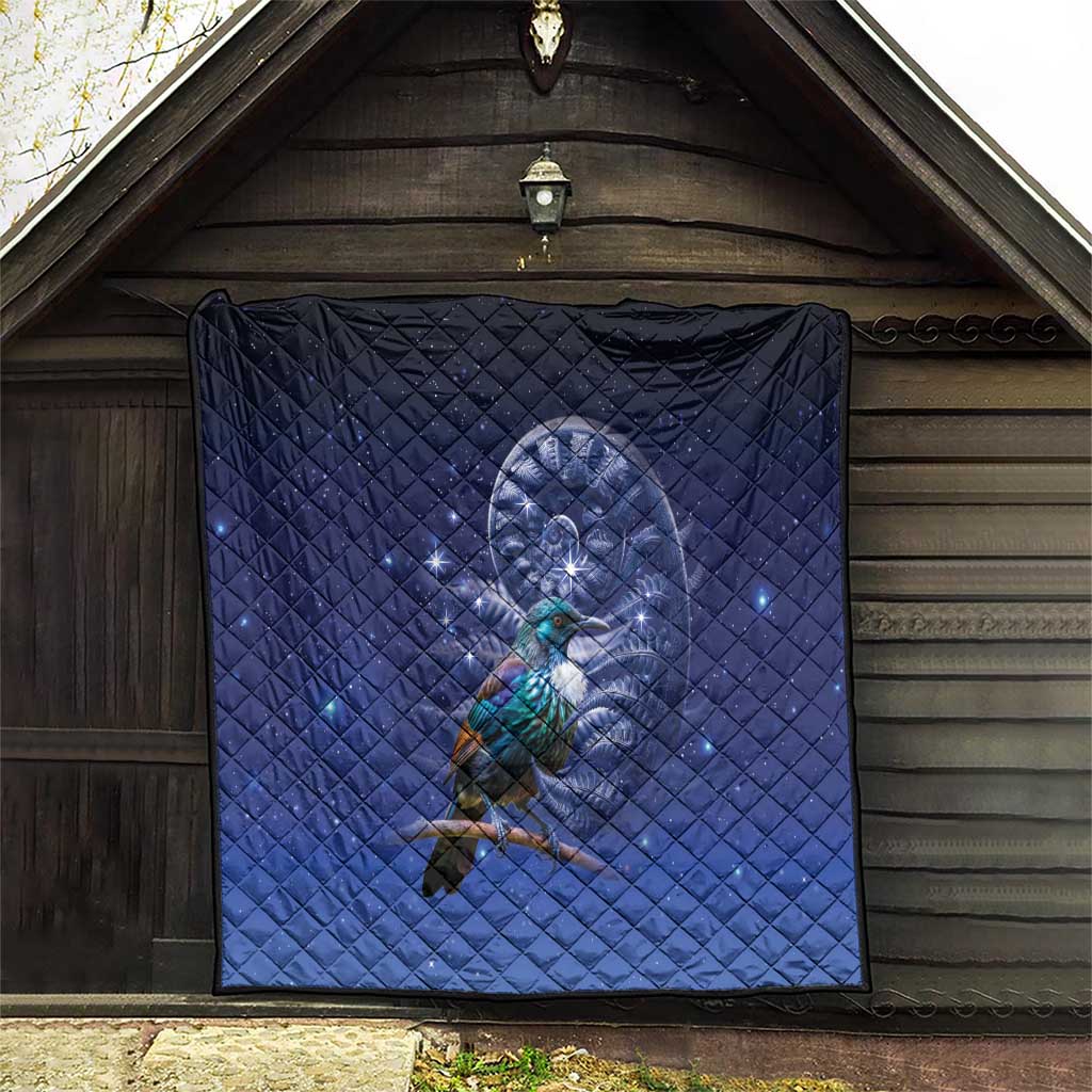 Tui Bird Matariki Galaxy Quilt Koru Silver Fern Aotearoa LT9 - Polynesian Pride