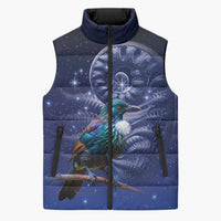 Tui Bird Matariki Galaxy Sleeveless Puffer Jacket Koru Silver Fern Aotearoa LT9 Unisex Galaxy - Polynesian Pride