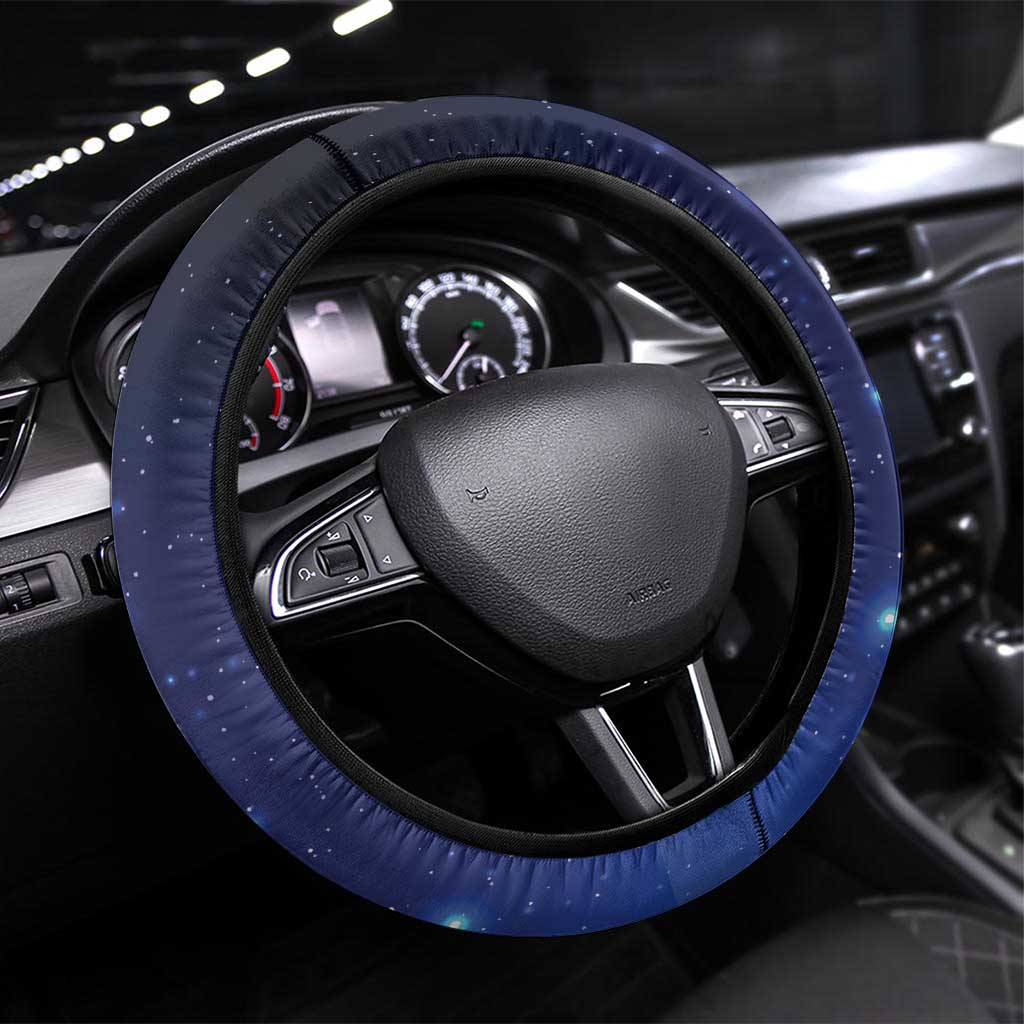 Tui Bird Matariki Galaxy Steering Wheel Cover Koru Silver Fern Aotearoa LT9 Universal Fit Galaxy - Polynesian Pride