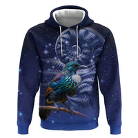 Tui Bird Matariki Galaxy Zip Hoodie Koru Silver Fern Aotearoa LT9 Pullover Hoodie Galaxy - Polynesian Pride