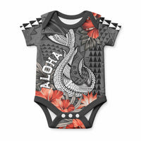 Hawaii Fish Hook Baby Onesie Polynesian Vintage Vibes LT9 Black - Polynesian Pride