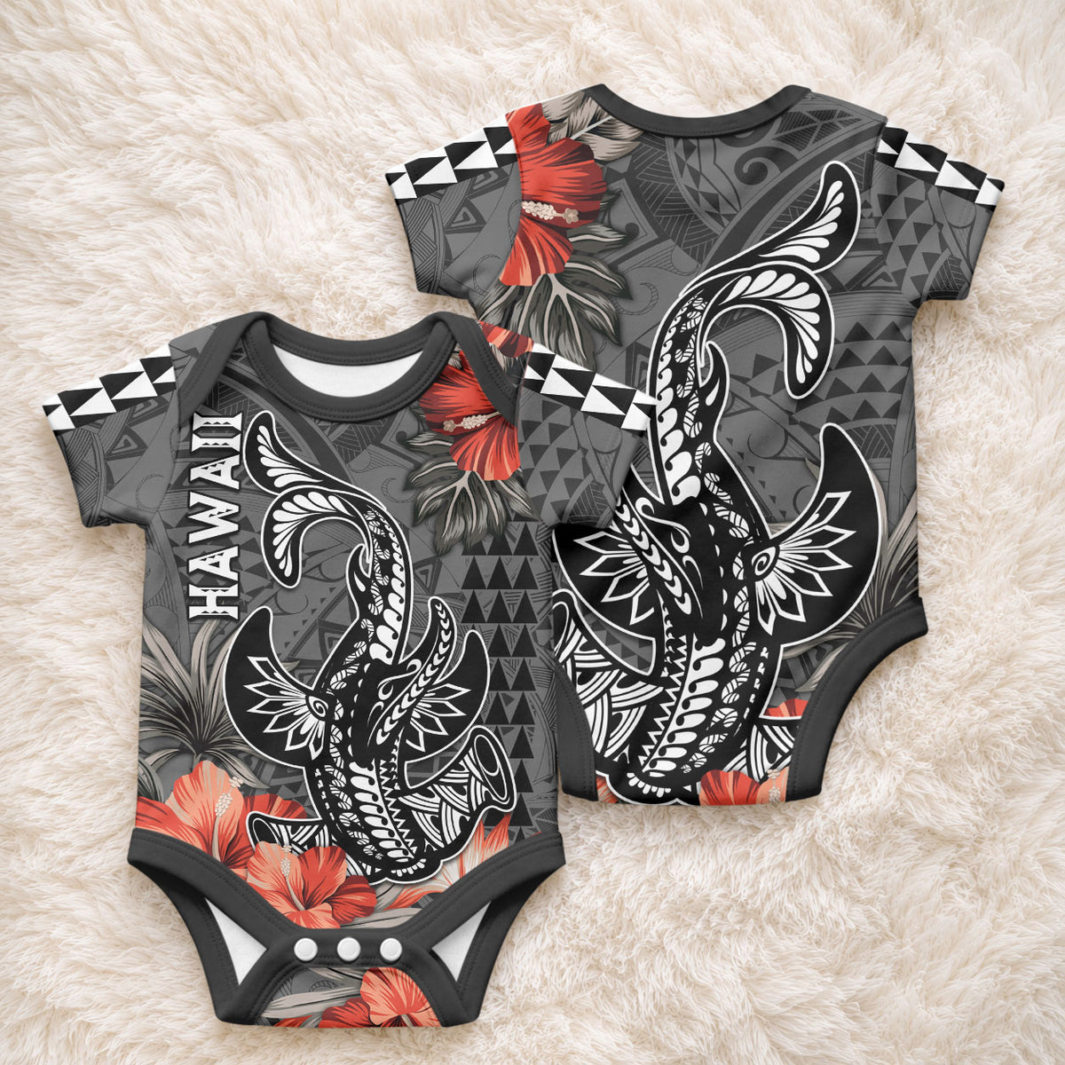 Hawaii Hammerhead Shark Baby Onesie Polynesian Vintage Vibes LT9 - Polynesian Pride