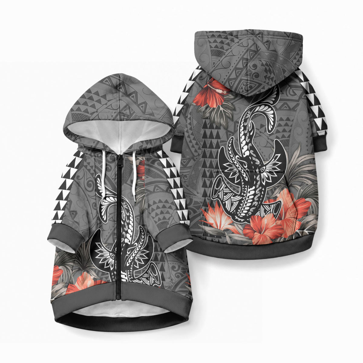 Hawaii Hammerhead Shark Pet Hoodie Polynesian Vintage Vibes LT9 Zip-up Black - Polynesian Pride