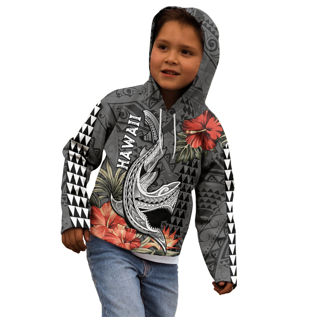 Hawaii Shark Tattoo Kid Hoodie Polynesian Vintage Vibes LT9 - Polynesian Pride