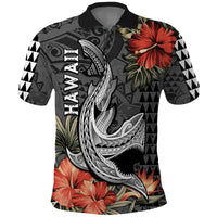 Hawaii Shark Tattoo Polo Shirt Polynesian Vintage Vibes LT9 Black - Polynesian Pride