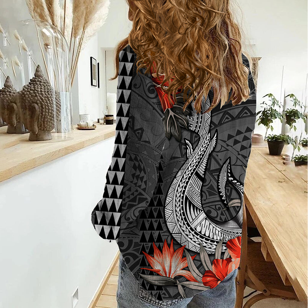 Personalised Hawaii Fish Hook Women Casual Shirt Polynesian Vintage Vibes LT9 - Polynesian Pride