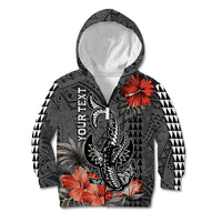 Personalised Hawaii Hammerhead Shark Kid Hoodie Polynesian Vintage Vibes LT9 Zip Hoodie Black - Polynesian Pride
