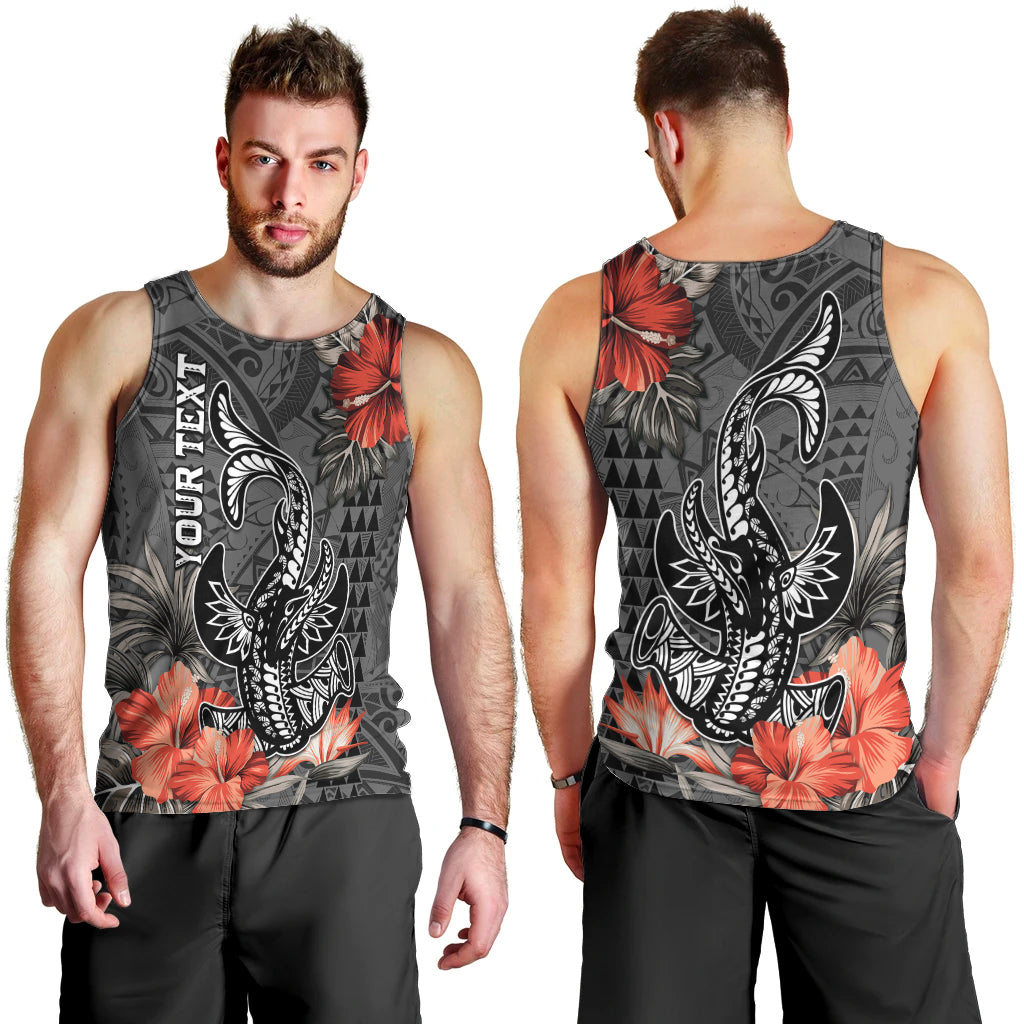 Personalised Hawaii Hammerhead Shark Men Tank Top Polynesian Vintage Vibes LT9 - Polynesian Pride