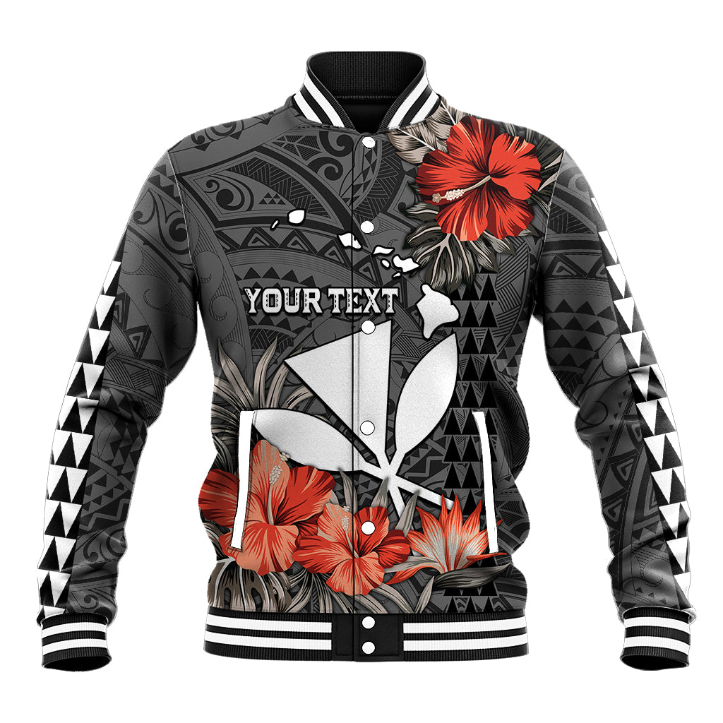 Personalised Hawaii Kanaka Maoli Baseball Jacket Polynesian Vintage Vibes LT9 Unisex Black - Polynesian Pride