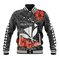 Personalised Hawaii Kanaka Maoli Baseball Jacket Polynesian Vintage Vibes LT9 Unisex Black - Polynesian Pride