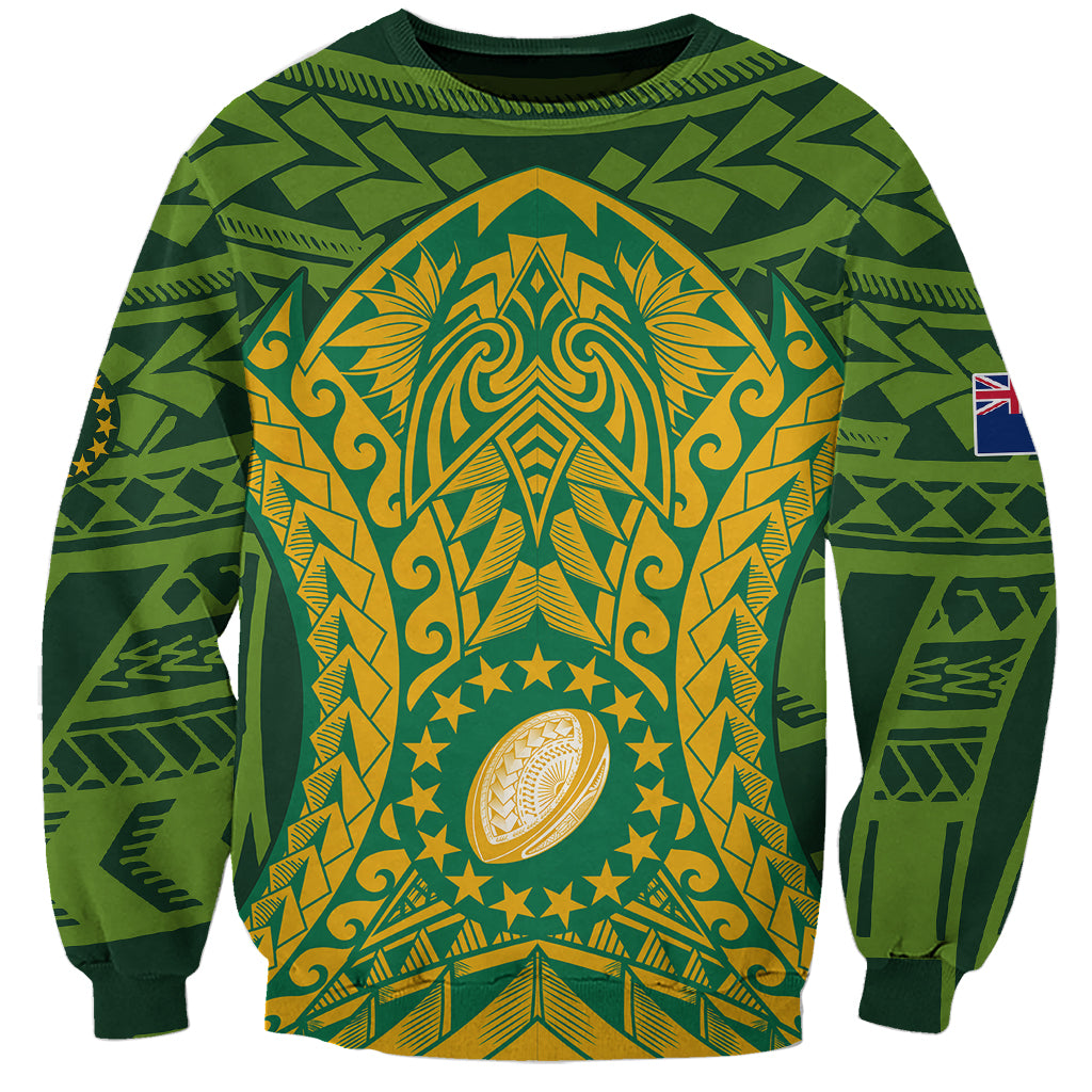 Personalised Cook Islands Rugby Sweatshirt Kukis Athletic Style LT9 Unisex Green - Polynesian Pride