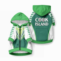Polynesian Pride Cook Islands Rugby Pet Hoodie No1 LT9 Zip-up Green - Polynesian Pride