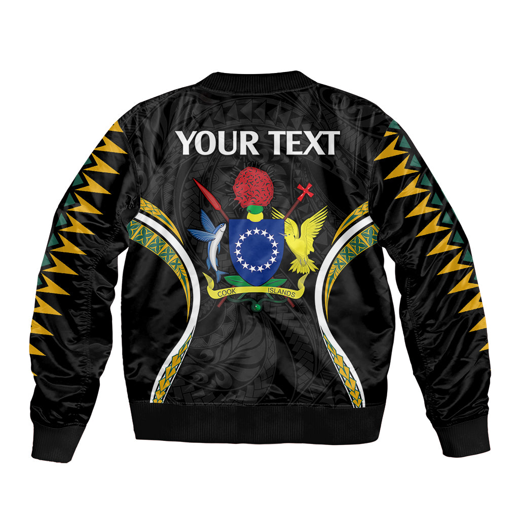 Personalised Polynesian Pride Cook Islands Sleeve Zip Bomber Jacket Tribal Wave Style LT9 - Polynesian Pride