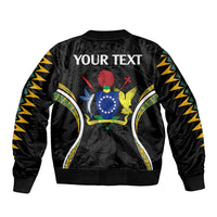 Personalised Polynesian Pride Cook Islands Sleeve Zip Bomber Jacket Tribal Wave Style LT9 - Polynesian Pride
