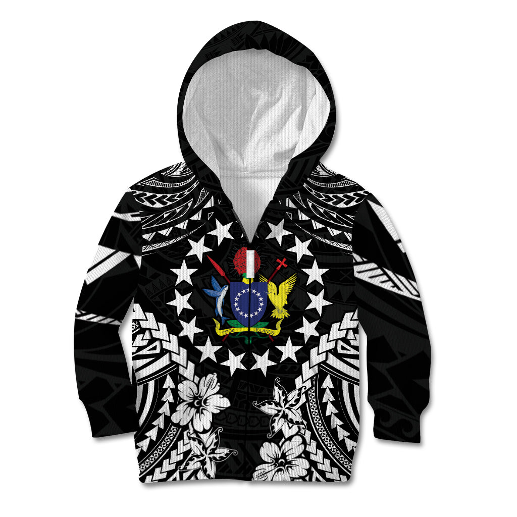 Cook Islands Ra o te Ui Ariki Est 1967 Kid Hoodie LT9 Zip Hoodie Black - Polynesian Pride