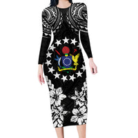 Cook Islands Ra o te Ui Ariki Est 1967 Long Sleeve Bodycon Dress LT9 Long Dress Black - Polynesian Pride
