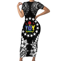 Cook Islands Ra o te Ui Ariki Est 1967 Short Sleeve Bodycon Dress LT9 Long Dress Black - Polynesian Pride