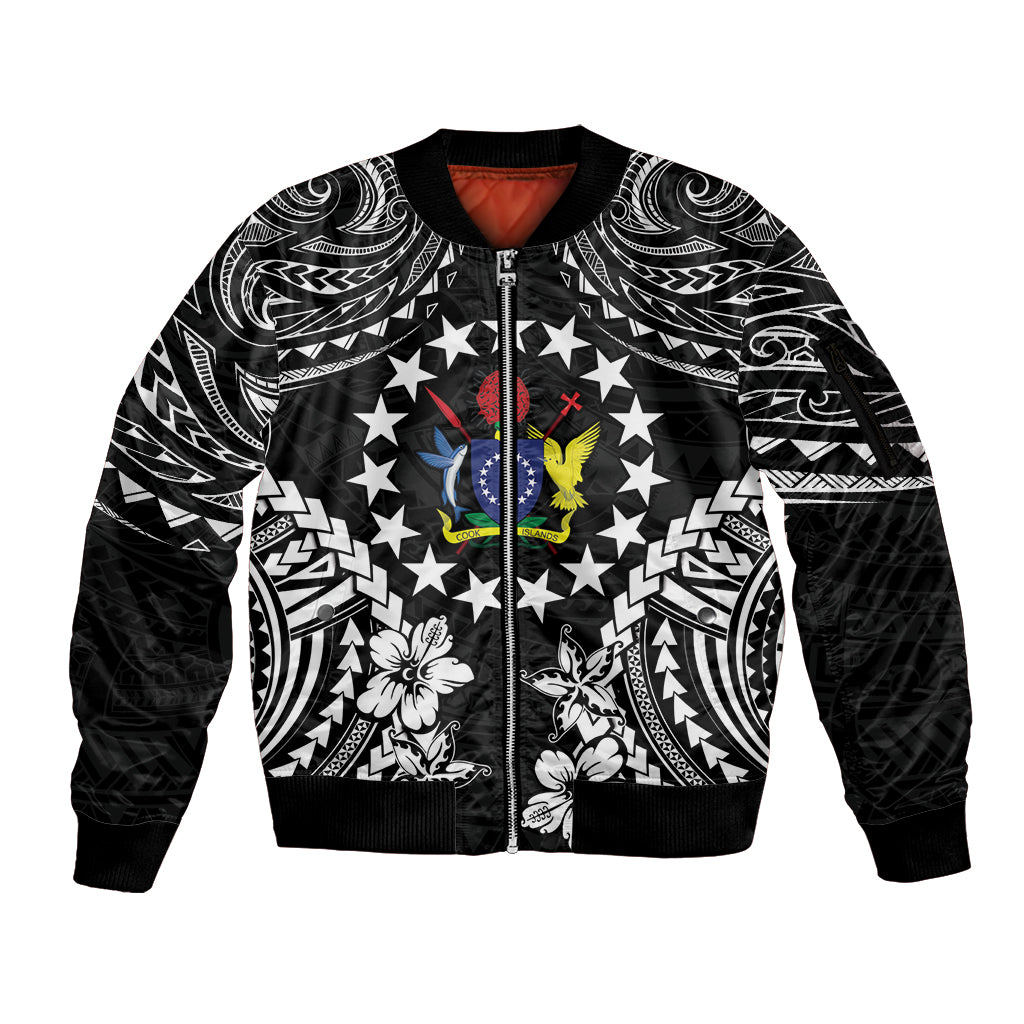 Cook Islands Ra o te Ui Ariki Est 1967 Sleeve Zip Bomber Jacket LT9 Unisex Black - Polynesian Pride